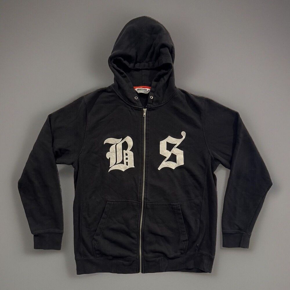 Undefeated Full Zip Logo Hoodie Bad Sports Sz M Black Embroidered Back Graphic